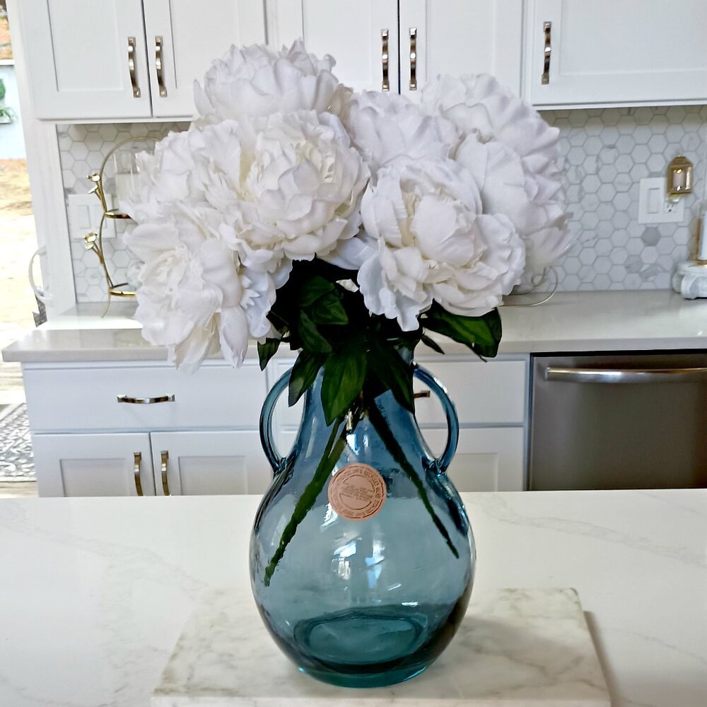 NEW! COASTAL COTTAGE Recycled SPANISH GLASS STATEMENT VASE